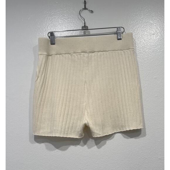 Eberjey Recycled Sweater Crop Top Short Set Size Medium Wide Rib Ivory Lounge - Picture 5 of 9